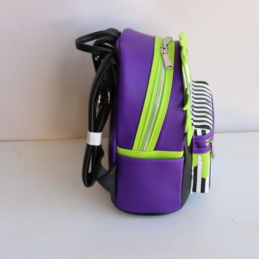 Loungefly Beetlejuice Backpack, New With Tags, Green and Purple, Pockets - Picture 6 of 12
